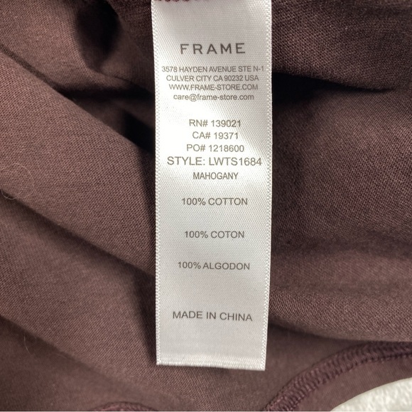 Frame Padded Shoulder Tee in Mahogany Pleated Womens Size S - Picture 7 of 8